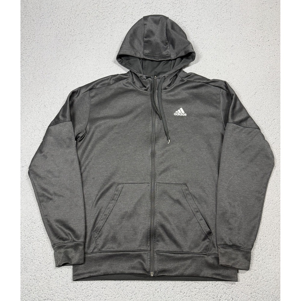 Adidas Climawarm Hoodie Mens Medium Black Full Zip Knit Athletic Sweatshirt Logo